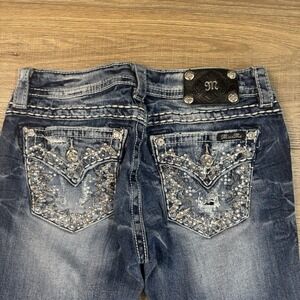 Miss Me Jeans Sz 28 Womens Low Rise Bootcut Blue Stretch Denim JE80998R